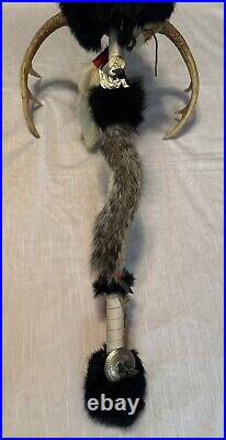 Native American Made Ceremonial/Medicine Stick Deer Skull Antlers Assorted Furs