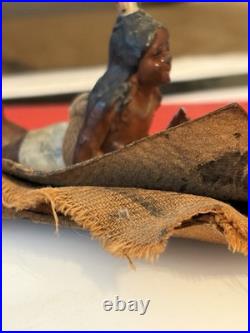 Native American Native Girl Figure On Rug