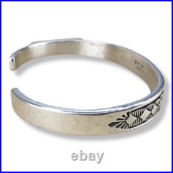 Native American Navajo Bruce Morgan Hand Stamped Sterling Silver Cuff Bracelet