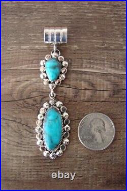 Native American Navajo Hand Stamped Sterling Silver Turquoise Pendant Jack