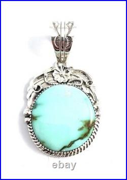 Native American Navajo Handmade Navajo Leaf Royston Turquoise Pendant