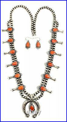 Native American Navajo Handmade Spiny Oysters Old Look Squash Blossom Set