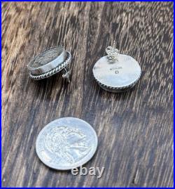 Native American Navajo Handmade Sterling Silver Liberty Dime Coin Post earrings