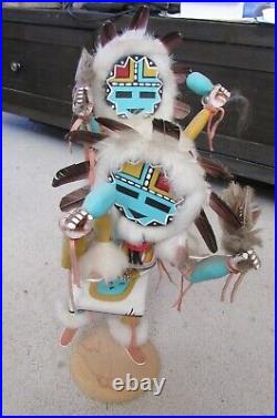 Native American Navajo Indian Hand Crafted Dancing Warrior Kachina Doll