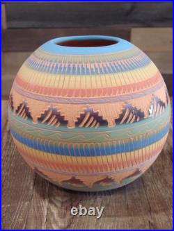 Native American Navajo Indian Hand Etched & Hand Painted Pottery Charlie Native American Navajo Indian Hand Etched & Hand Painted Pottery Charlie