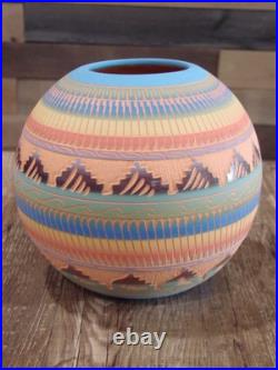Native American Navajo Indian Hand Etched & Hand Painted Pottery Charlie Native American Navajo Indian Hand Etched & Hand Painted Pottery Charlie