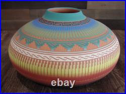 Native American Navajo Indian Hand Etched & Hand Painted Pottery Etsitty