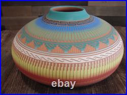 Native American Navajo Indian Hand Etched & Hand Painted Pottery Etsitty