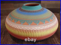 Native American Navajo Indian Hand Etched & Hand Painted Pottery Etsitty
