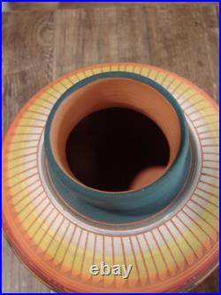 Native American Navajo Indian Hand Etched & Hand Painted Pottery M. Charlie