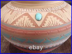 Native American Navajo Indian Hand Etched & Hand Painted Pottery Valencia