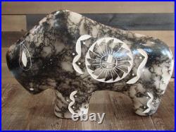 Native American Navajo Indian Pottery Horse Hair Buffalo Sculpture by Vail