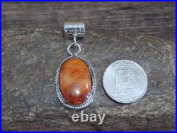 Native American Navajo Indian Sterling Silver & Spiny Oyster Pendant by Yazzie