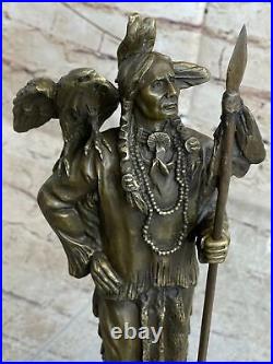 Native American Navajo Indian with Eagle Sculpture in Museum Quality Art Sale