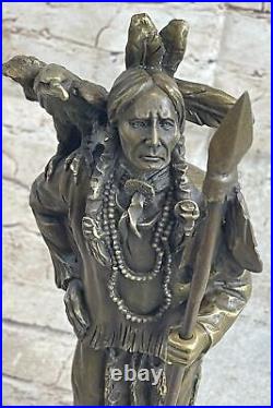 Native American Navajo Indian with Eagle Sculpture in Museum Quality Art Sale