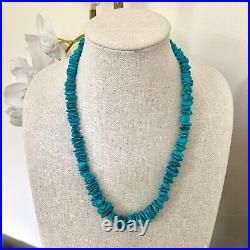 Native American Navajo OLD PAWN Natural Graduated 23 long Turquoise Necklace