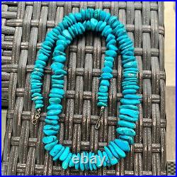 Native American Navajo OLD PAWN Natural Graduated 23 long Turquoise Necklace