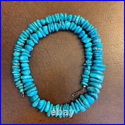 Native American Navajo OLD PAWN Natural Graduated 23 long Turquoise Necklace
