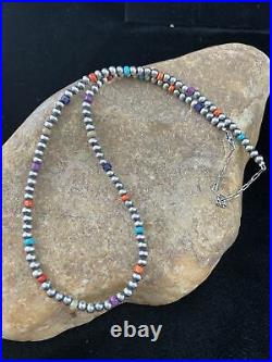 Native American Navajo Pearls 4mm Sterling Silver Bead Necklace 16 Sale 10870