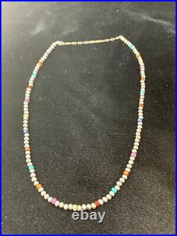 Native American Navajo Pearls 4mm Sterling Silver Bead Necklace 16 Sale 10870