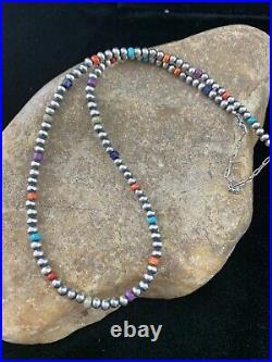 Native American Navajo Pearls 4mm Sterling Silver Bead Necklace 16 Sale 10870