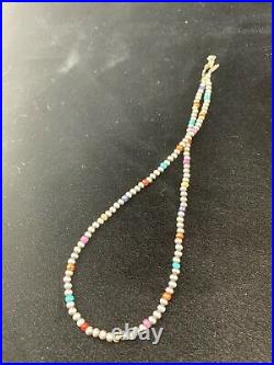 Native American Navajo Pearls 4mm Sterling Silver Bead Necklace 16 Sale 10870