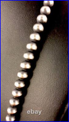 Native American Navajo Pearls 6mm Sterling Silver Bead Necklace 16-32