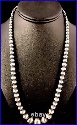 Native American Navajo Pearls Graduated Sterling Bead Necklace 21