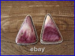Native American Navajo Sterling Silver Purple Spiny Oyster Earrings by Cadman