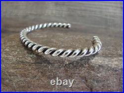 Native American Navajo Twisted Sterling Silver Bracelet by Tahe