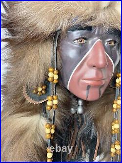 Native American Navajo Warrior Large Spirit Mask Wall Hanging Unsigned Glass Eye