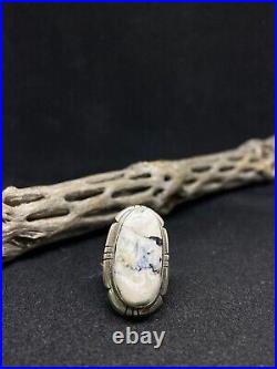 Native American Navajo white buffalo turquoise Sterling Silver Ring Size 6.5