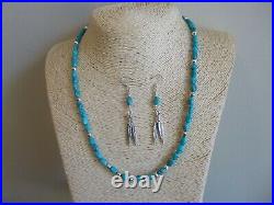 Native American Necklace Natural Kingman Arizona Turquoise & Sterling Necklace