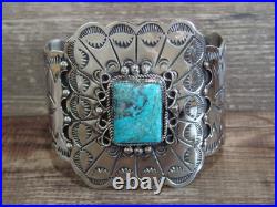 Native American Nickel Silver & Turquoise Bracelet by Cleveland