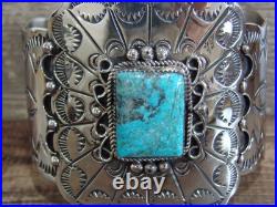 Native American Nickel Silver & Turquoise Bracelet by Cleveland