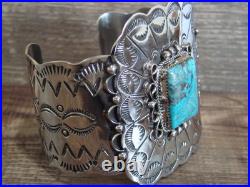 Native American Nickel Silver & Turquoise Bracelet by Cleveland