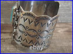 Native American Nickel Silver & Turquoise Bracelet by Cleveland