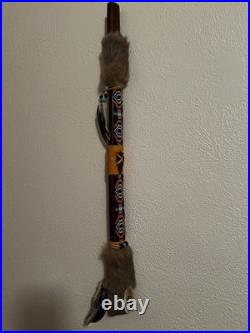 Native American Peace Pipe Antler Arrowhead Beaded Fur Feather 25 Decor