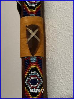 Native American Peace Pipe Antler Arrowhead Beaded Fur Feather 25 Decor