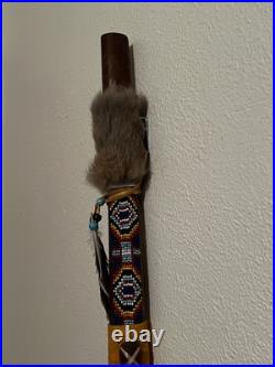 Native American Peace Pipe Antler Arrowhead Beaded Fur Feather 25 Decor