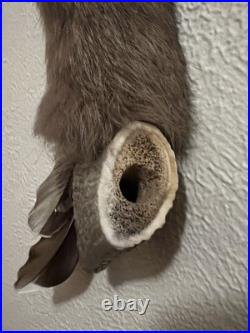Native American Peace Pipe Antler Arrowhead Beaded Fur Feather 25 Decor
