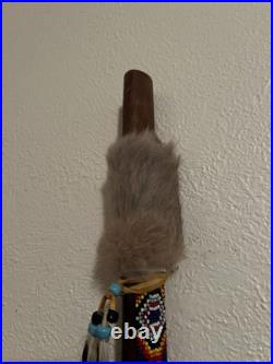 Native American Peace Pipe Antler Arrowhead Beaded Fur Feather 25 Decor