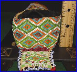 Native American Plains Indian Beaded Leather Doll Cradleboard, Cradle Board