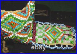 Native American Plains Indian Beaded Leather Doll Cradleboard, Cradle Board