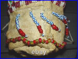 Native American Plains Indian Beaded Leather Doll Cradleboard, Cradle Board