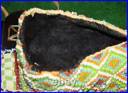 Native American Plains Indian Beaded Leather Doll Cradleboard, Cradle Board