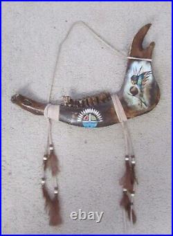 Native American Plains Indian Hand Painted Buffalo Jaw Bone