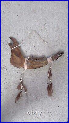 Native American Plains Indian Hand Painted Buffalo Jaw Bone