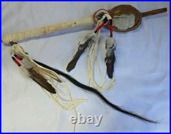 Native American Rawhide Ceremonial Turtle Rattle 22 Bear Claw