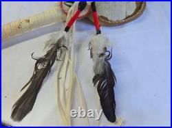 Native American Rawhide Ceremonial Turtle Rattle 22 Bear Claw